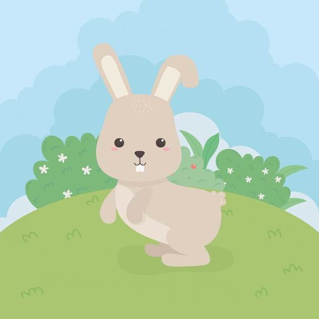 Cute rabbit animal farm character