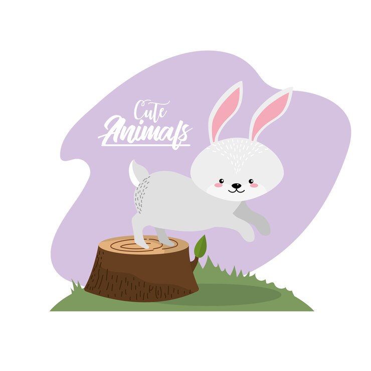 Vector cute rabbit animal to natural wildlife
