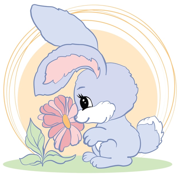 Cute rabbit in beautiful flower