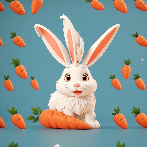 Vettore piccola morsa di coniglio carota cartone animato icona vettoriale illustrazione di icona animale natura concetto di appartamento isolato