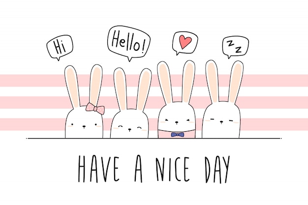 Cute rabbit bunny cartoon doodle pastel wallpaper