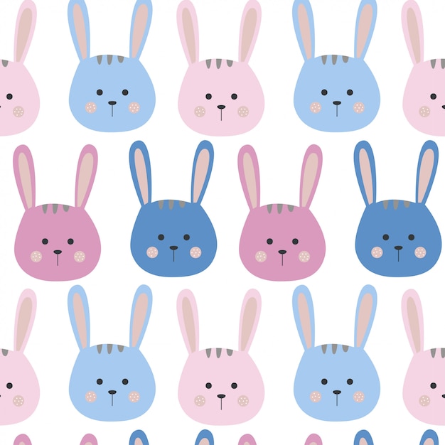 Cute rabbit bunny cartoon doodle pattern