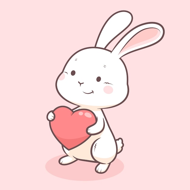 cute rabbit bunny hug love illustration