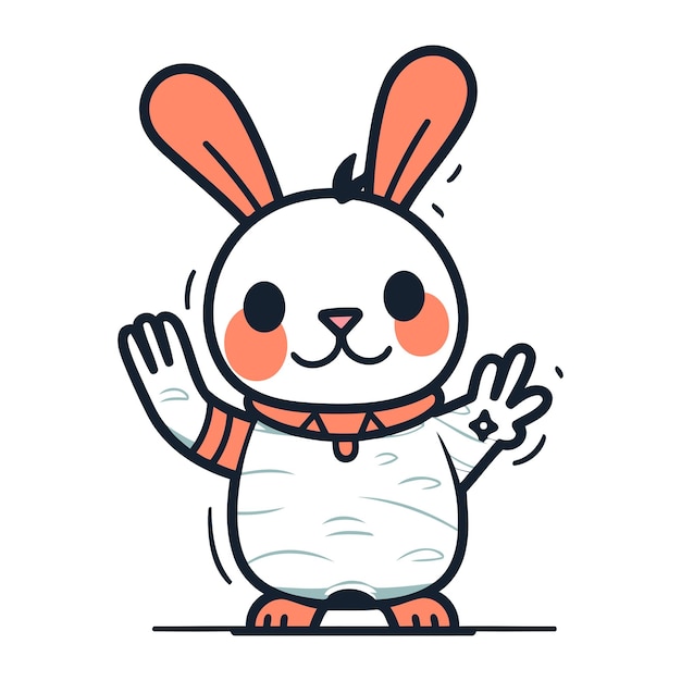 귀여운 토끼 만화 캐릭터 평면 스타일의  ⁇ 터 일러스트레이션