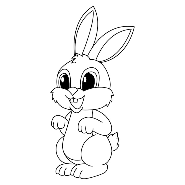Милый кролик мультфильм раскраски страницы вектор иллюстрации для детей книжка-раскраска