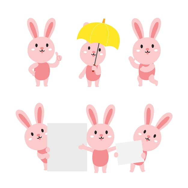Simpatico cartone animato di coniglio che presenta il concetto di chibi