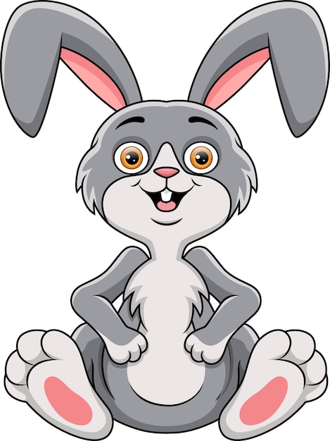 Cute rabbit cartoon sitting on white background