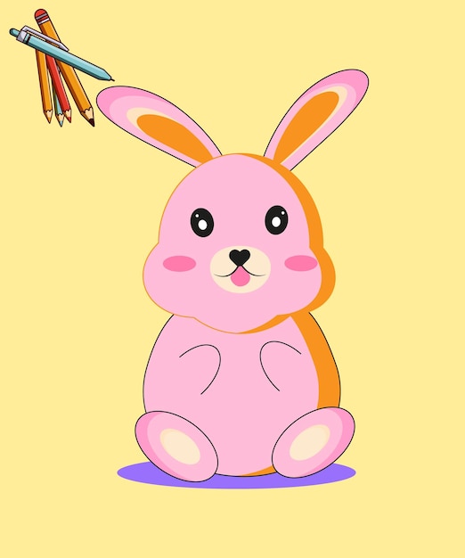 Vector cute rabbit cartoon vector icon illustration