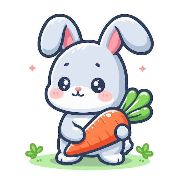 cute rabbit cartoon vector on white background