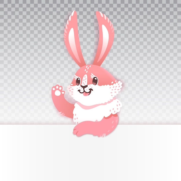 Vector cute rabbit cartoon waving hand. illustration