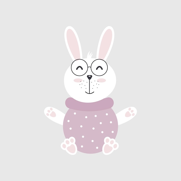 Симпатичный векторный дизайн кролика. Пасхальная открытка, открытка, приглашение, плакат