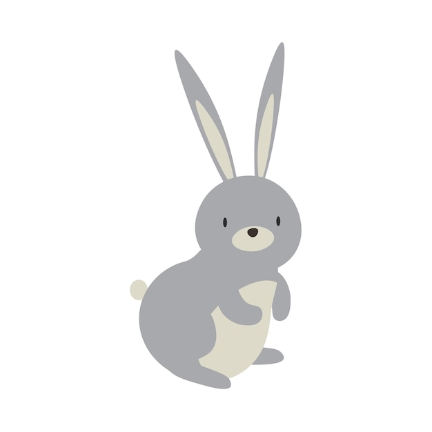 Simpatico coniglio personaggio coniglietto disegno vettoriale pasqua biglietto di auguri invito biglietto di auguri poster con simpatico cartone animato disegnato a mano eps
