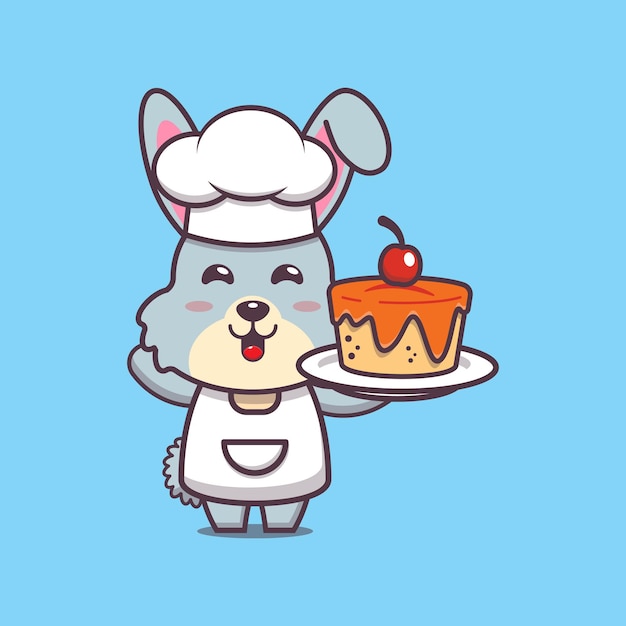 Cute rabbit chef character illustration