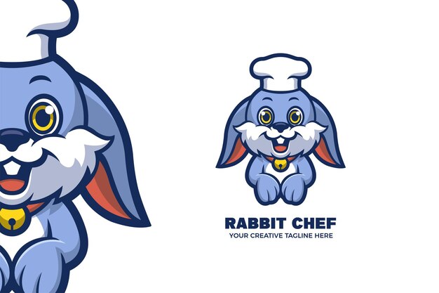 Шаблон логотипа талисмана шеф-повара с милым кроликом