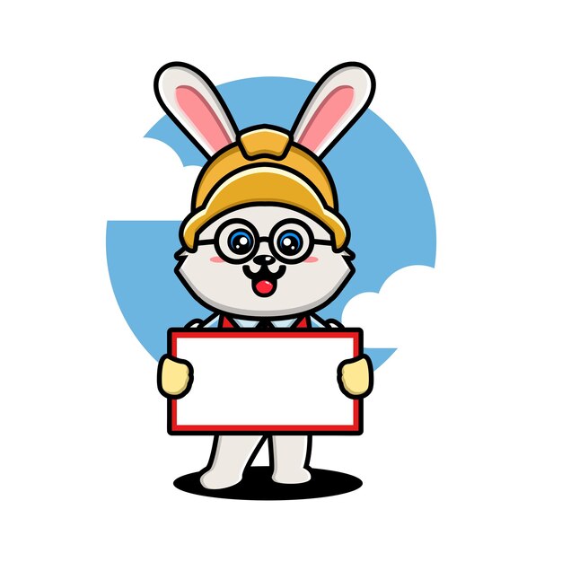 Cute rabbit construction worker cartoon