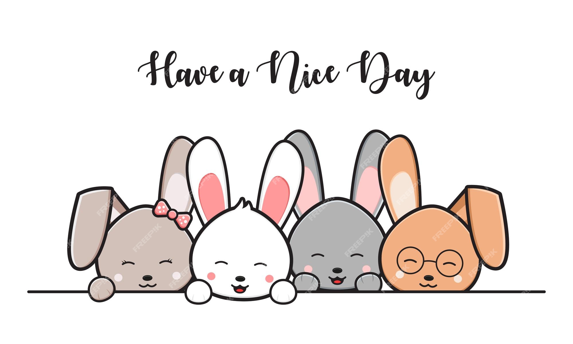 Premium Vector | Cute rabbit doodle banner background wallpaper icon cartoon  illustration design flat cartoon style