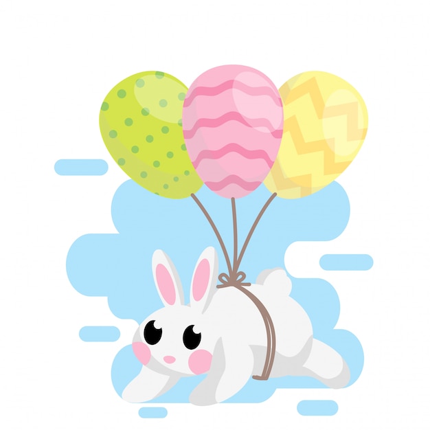 Vector cute rabbit easter day vector gift card