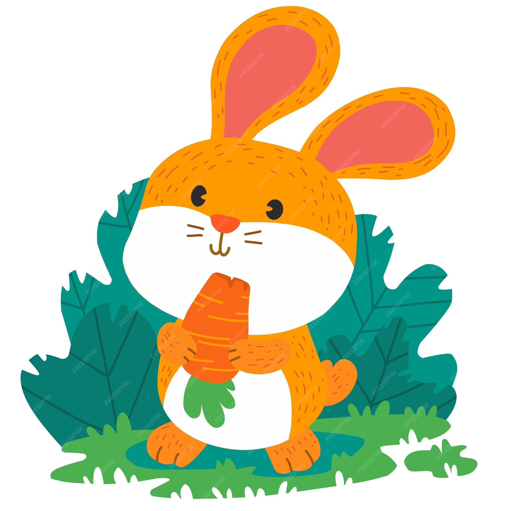 Premium Vector | Cute rabbit eating carrot cartoon animal alphabet mascot  with background