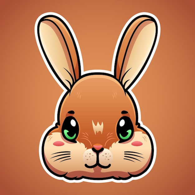 Cute rabbit face logo design in cartoon style baby wild animal