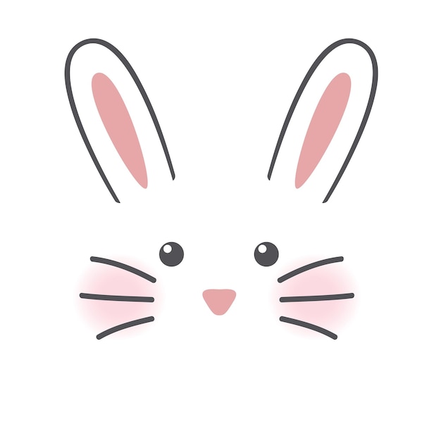 かわいいウサギの顔。ベクトル図