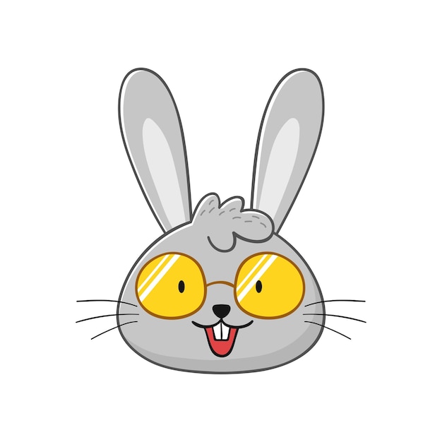 Cute rabbit in glasses little bunny in cartoon style vector illustration