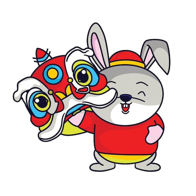 Cute rabbit Happy Chinese new year 2023 for greeting card wealth gold money prosperity