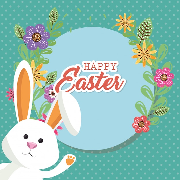 cute rabbit happy easter card