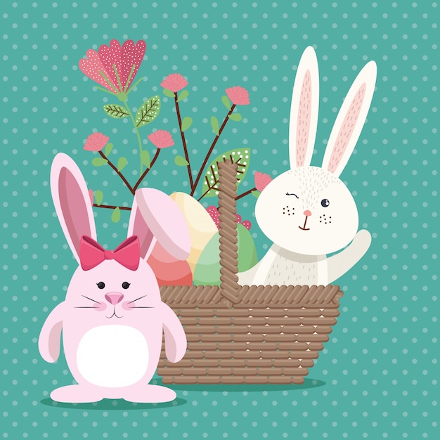 cute rabbit happy easter card