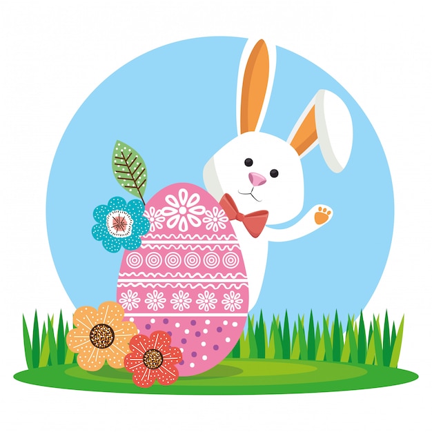 cute rabbit happy easter card