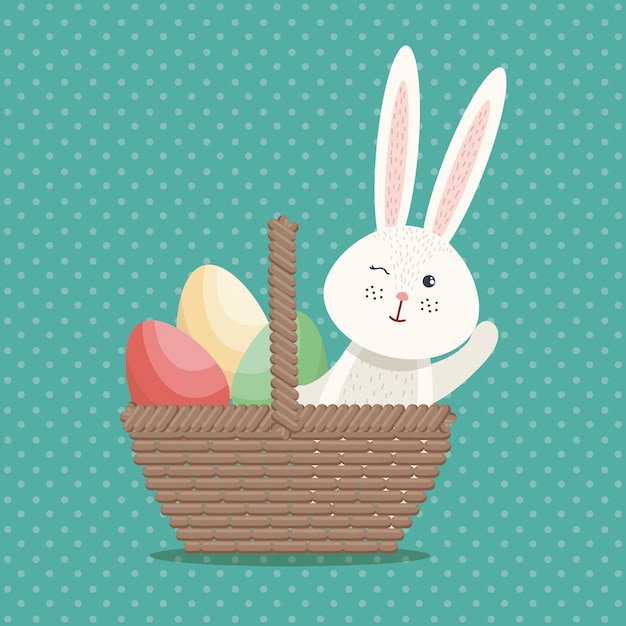 Cute rabbit happy easter card