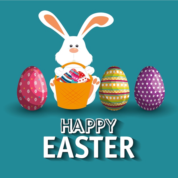 cute rabbit happy easter 