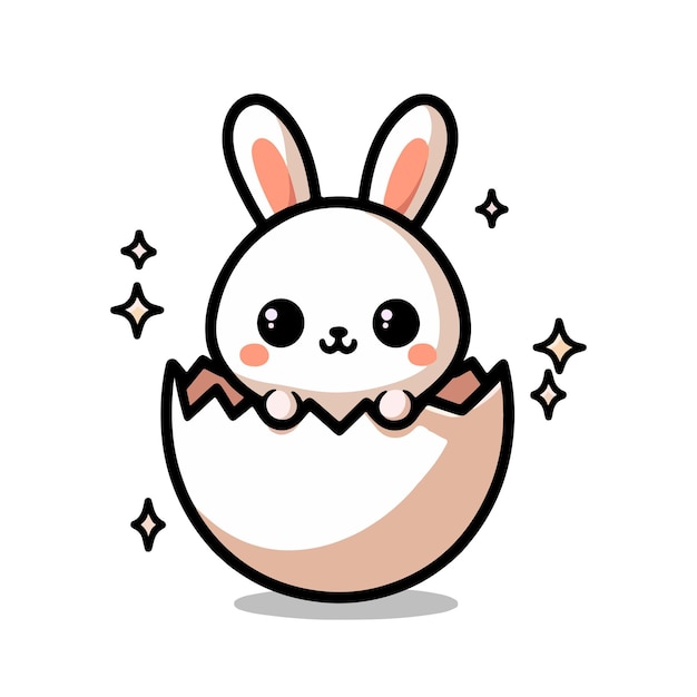 Vector cute rabbit hatching from egg