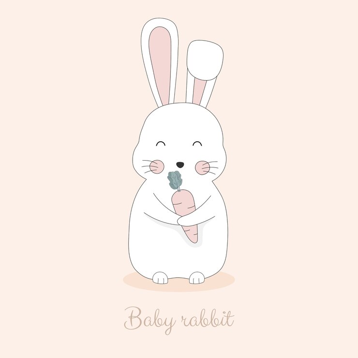 Vector cute rabbit holding carrot.