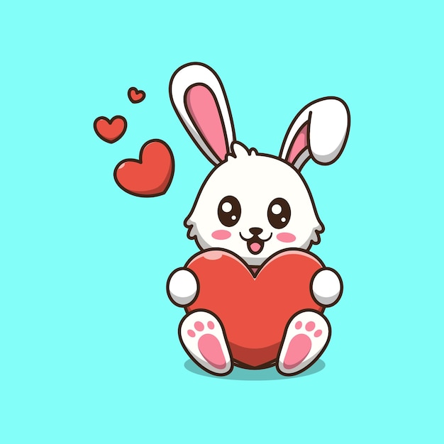 Cute rabbit holding love cartoon illustration