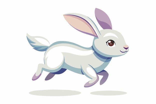 Vector cute rabbit hopping gradient illustration in white background