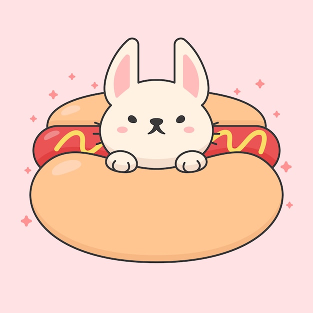 Cute rabbit in a hot dog