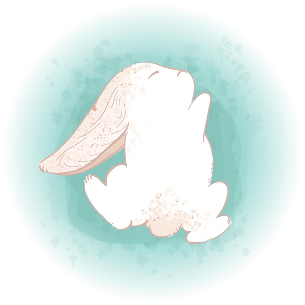 Cute Rabbit Illustration with Watercolor Splash Background Vector Composition 03