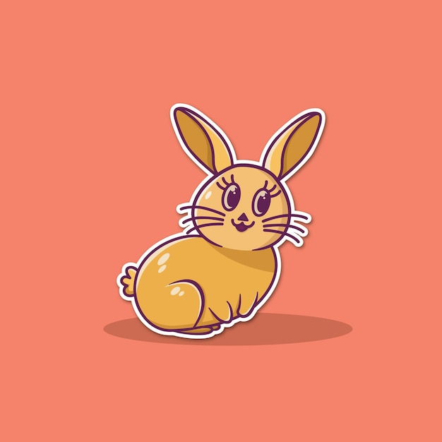 A cute rabbit kawaii vector illustration for sticker and mascot logo