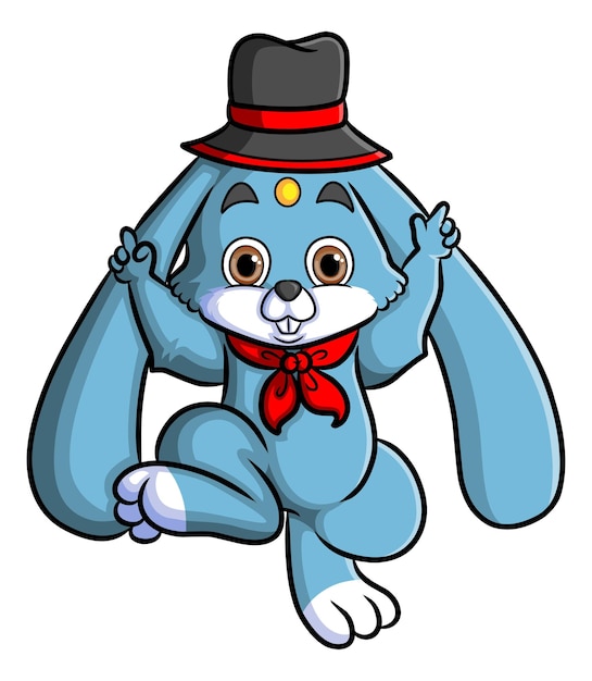 The cute rabbit magician is wearing the magic hat for doing the attraction