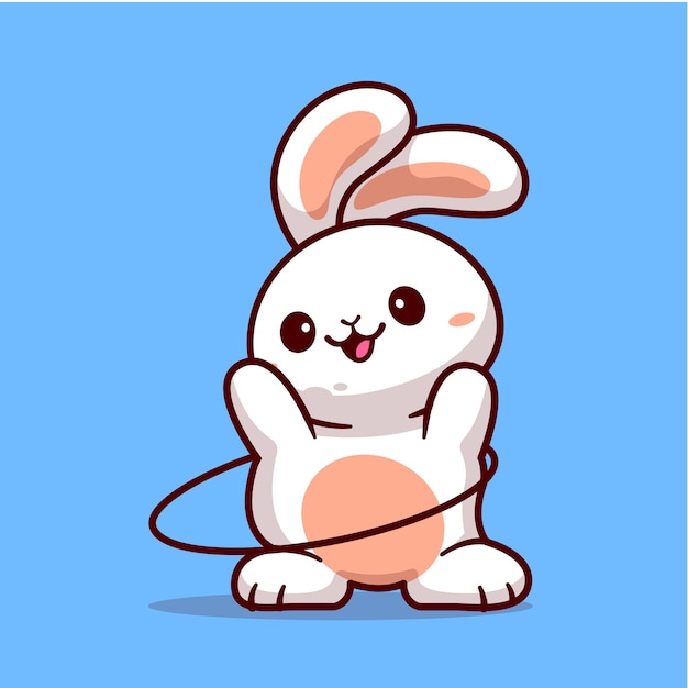 Cute rabbit playing hoolahoop