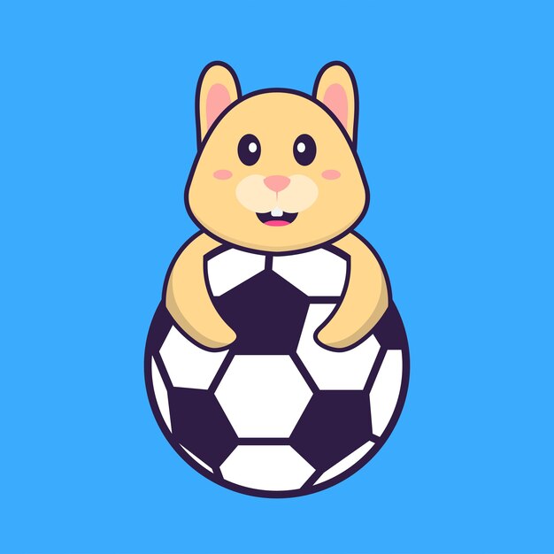 サッカーをしているかわいいウサギ動物漫画の概念が分離されました