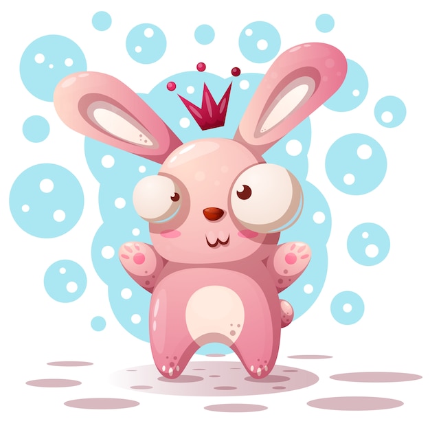 Cute rabbit princess - cartoon illustration.