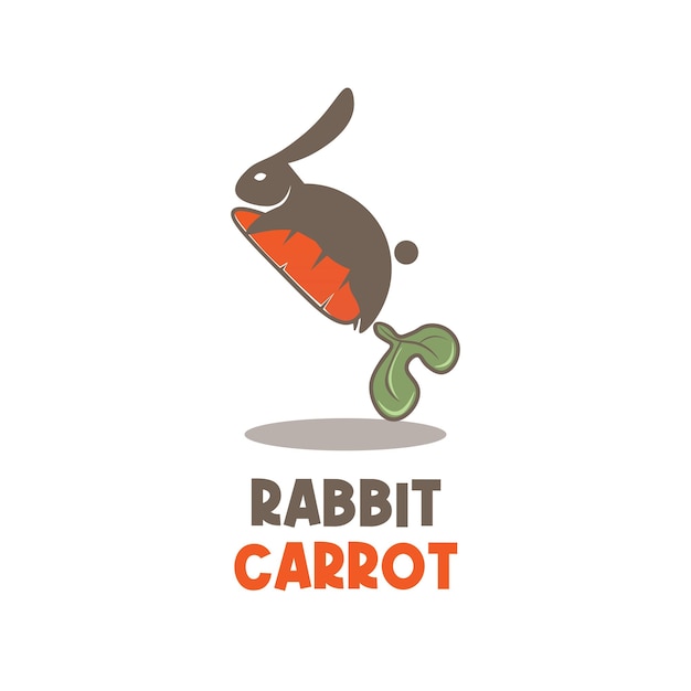 Cute rabbit riding a carrot vector illustration logo