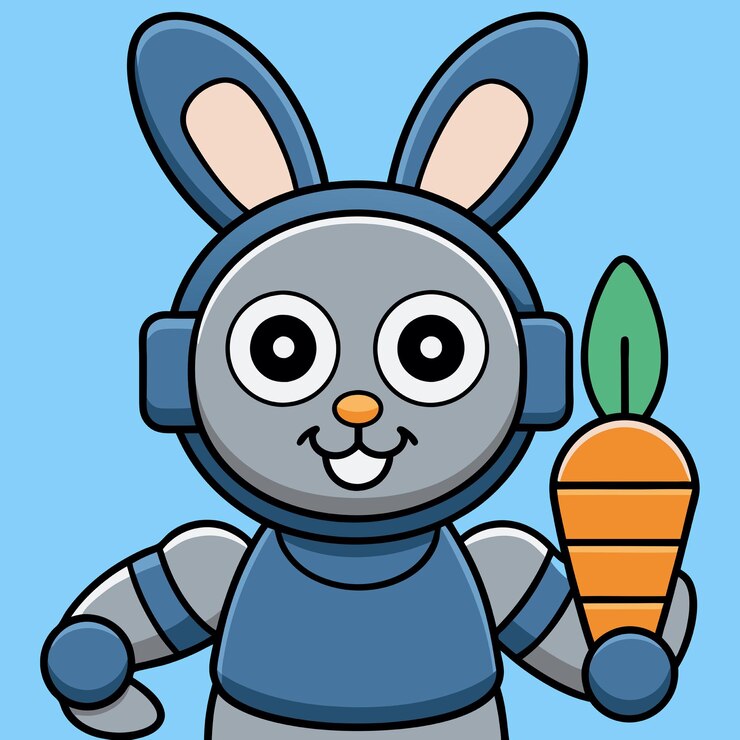 Vector cute rabbit robot cartoon vector icon illustration animal technology icon concept isolated premium vector flat cartoon style
