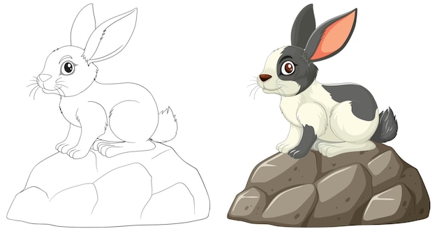 Cute Rabbit on a Rock Illustration