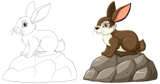 Cute Rabbit on a Rock Illustration
