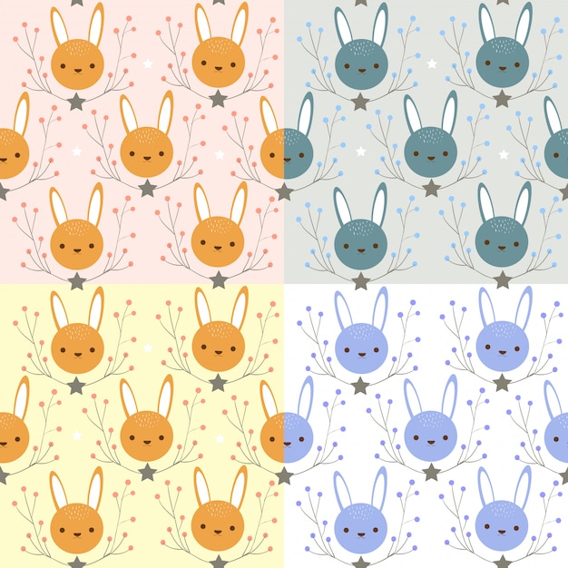 Vector cute rabbit seamless pattern/background