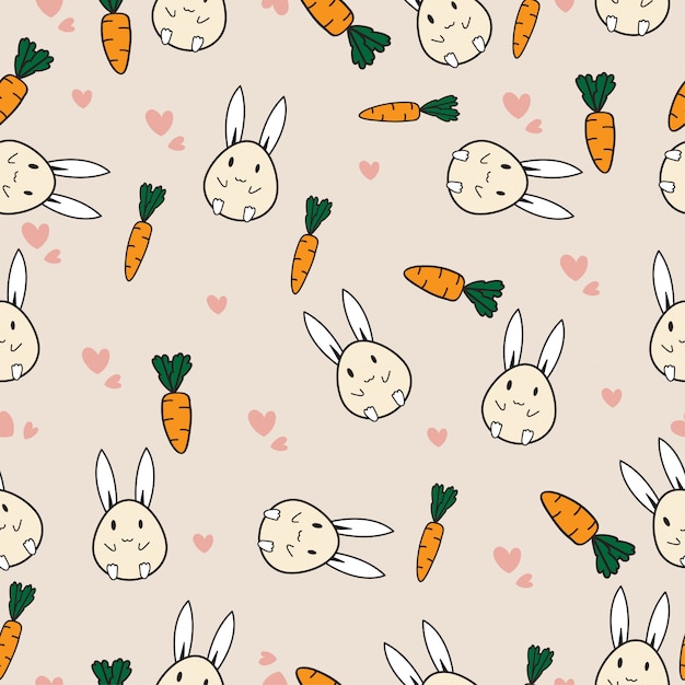 Vector cute rabbit seamless pattern.