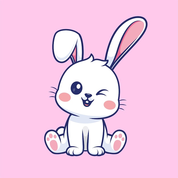 Vector cute rabbit sitting cartoon vector icon illustration animal nature icon concept isolated flat