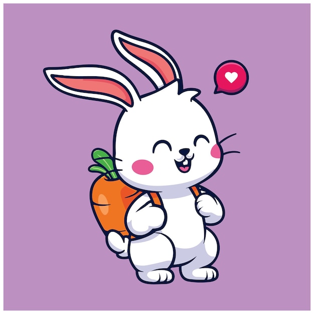 Vector cute rabbit smiling with bag of carrot